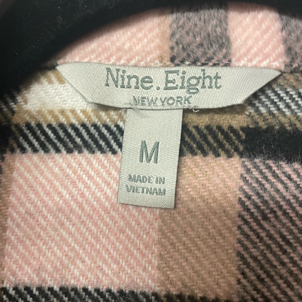 Plaid Shacket jacket shirt Wool blend Size Pink, gray M outdoors, coat, pockets - Picture 6 of 9